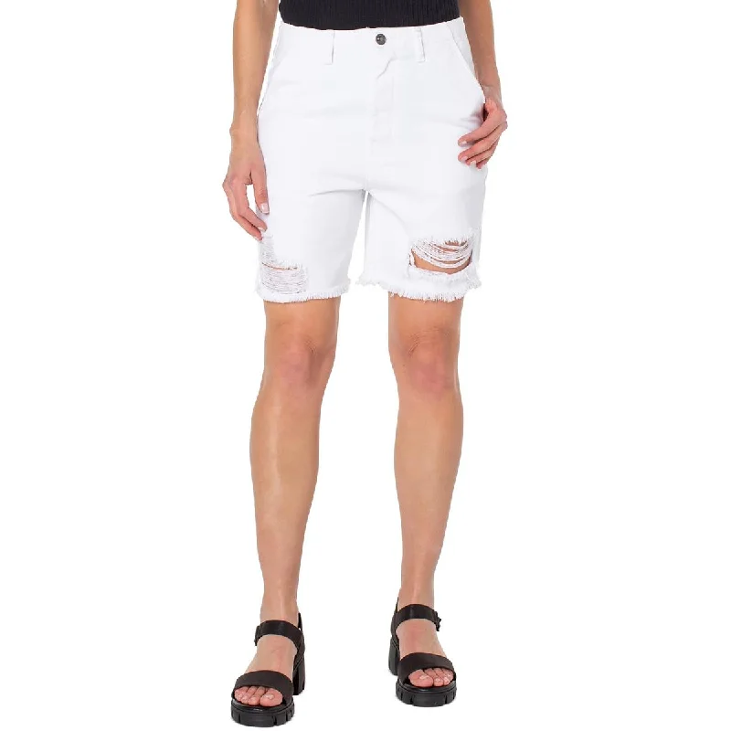 Online Only Earnest Sewn Womens Frayed Hem Midi Cutoff Shorts