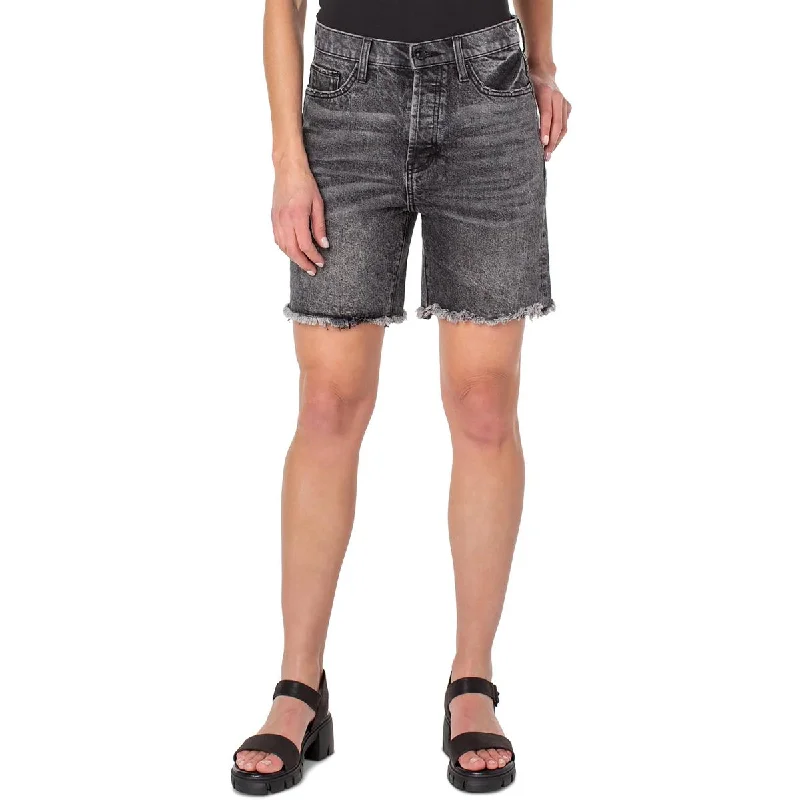 New Deals Earnest Sewn Womens High Rise Midi Cutoff Shorts