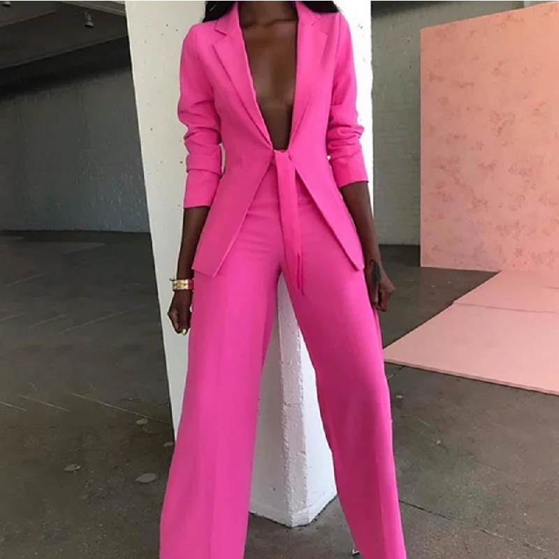 Hot selling Sexy Blazer and Pants Two Pcs Set Bow Ladies Elegant Female Formal Women Suits Jumpsuit For Ladies