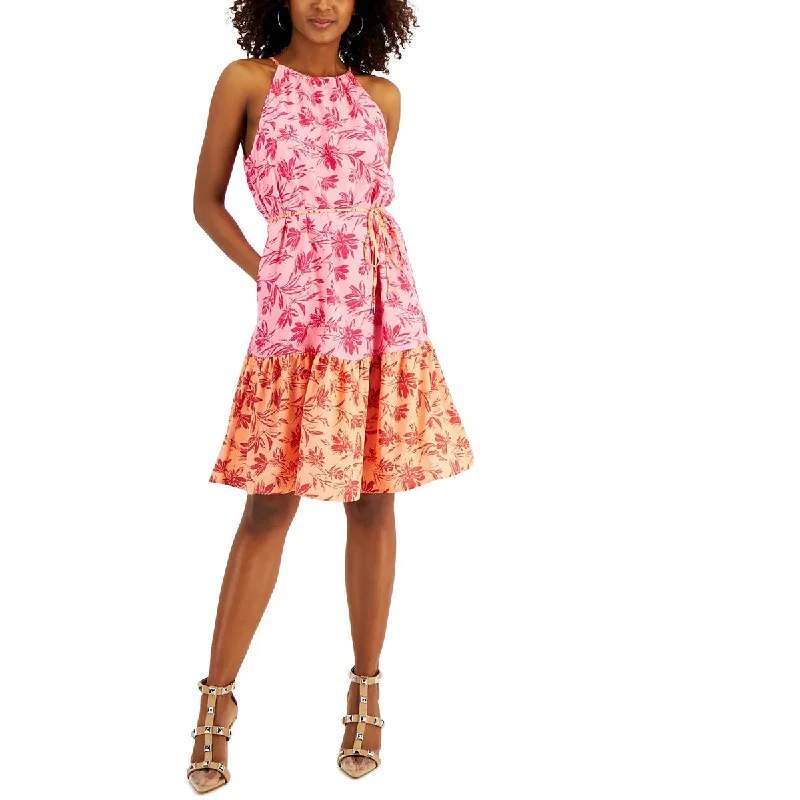Epic Deals INC Womens Floral A-Line Halter Dress