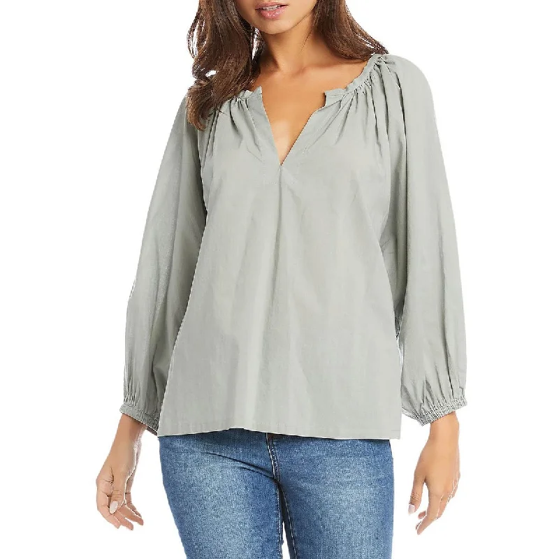Closeout Karen Kane Womens Pleated V-Neck Blouse
