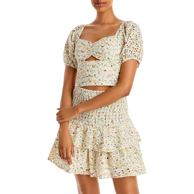 Early Access Lucy Paris Womens Cut-Out Cropped Blouse
