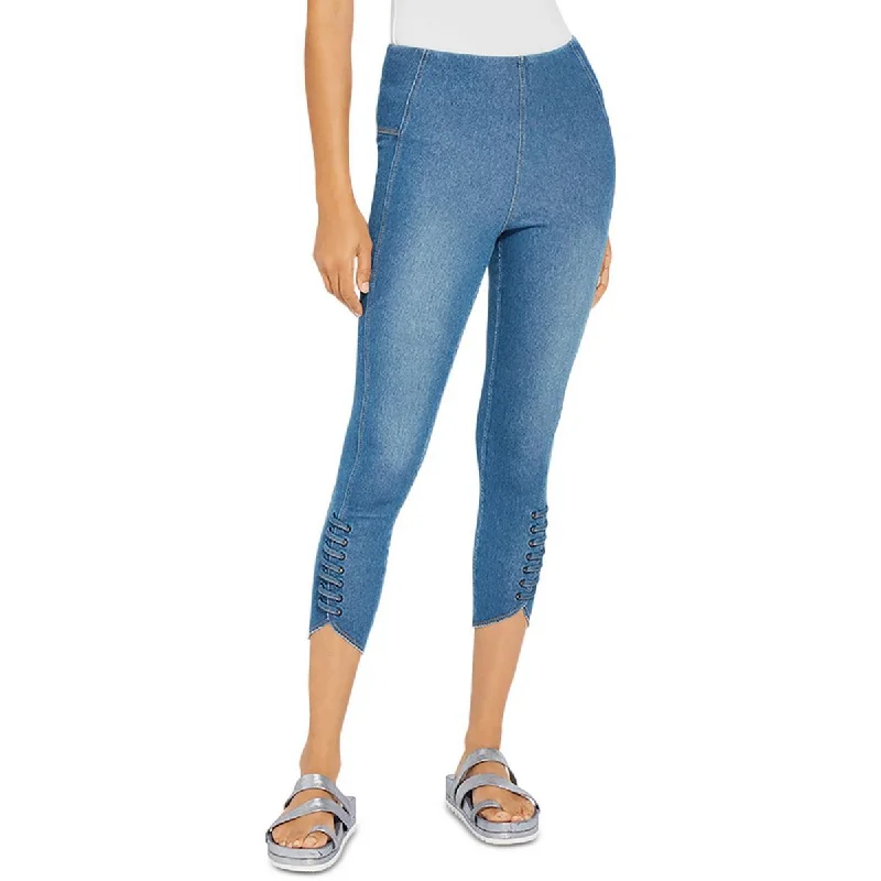 Deep Discounts Lysse Womens Denim Lace-Leg Jeggings