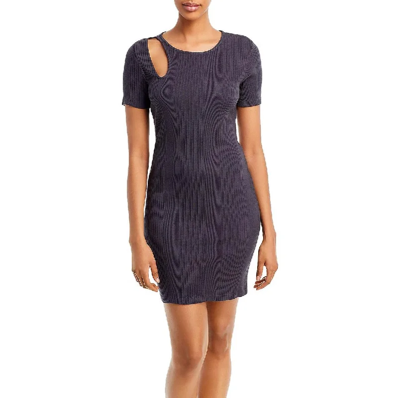 Special Discount Monrow Womens Cut-Out Ribbed T-Shirt Dress