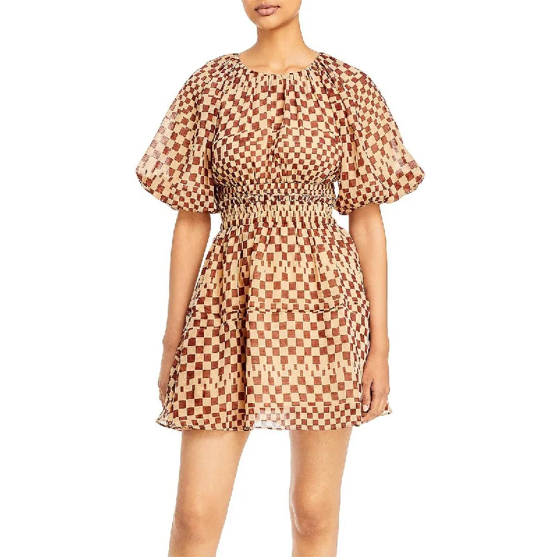 Super Deal Moon River Womens Checkered Fit & Flare Dress