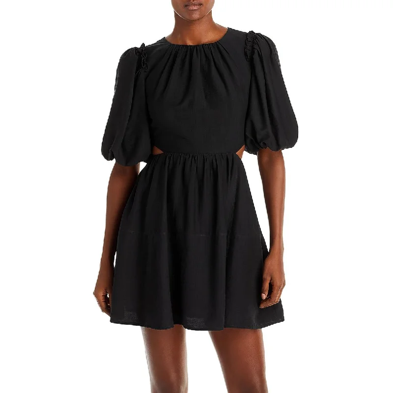 Sale Event Moon River Womens Open Back Pleated Neck Mini Dress