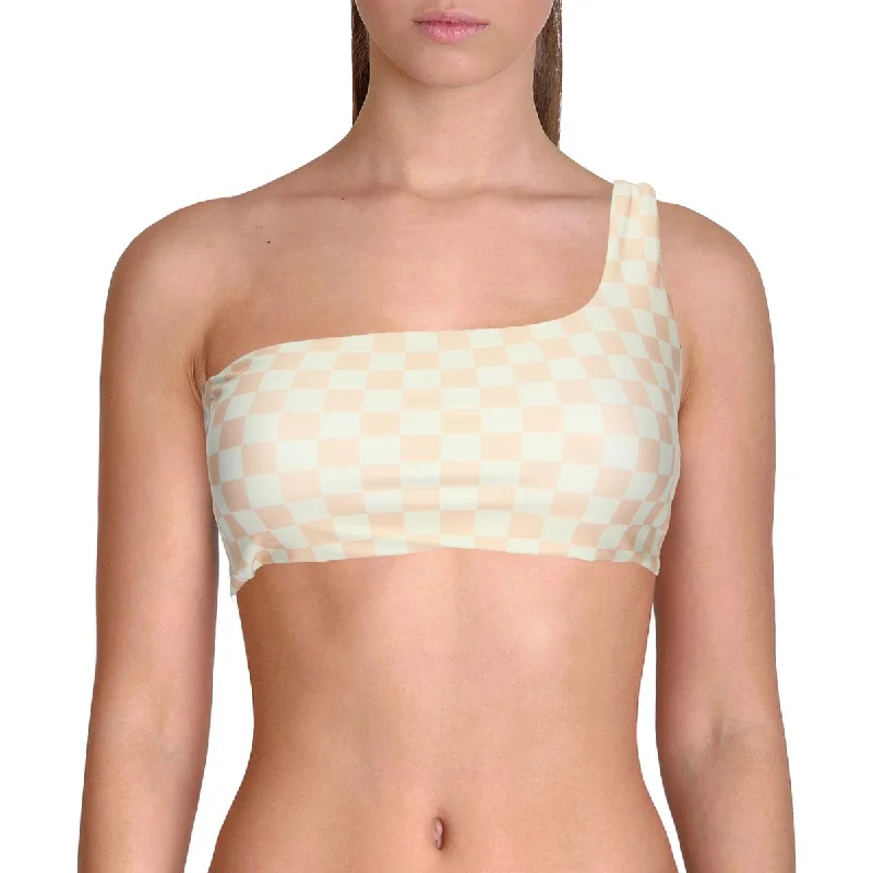 Value Deals Peixoto Womens Theo One Shoulder Checkered Tankini Swim Top
