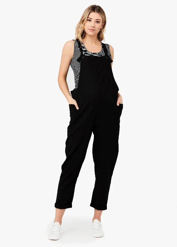 Reduced Prices Ripe Maternity Poppy Lightweight Linen Black Jumpsuit