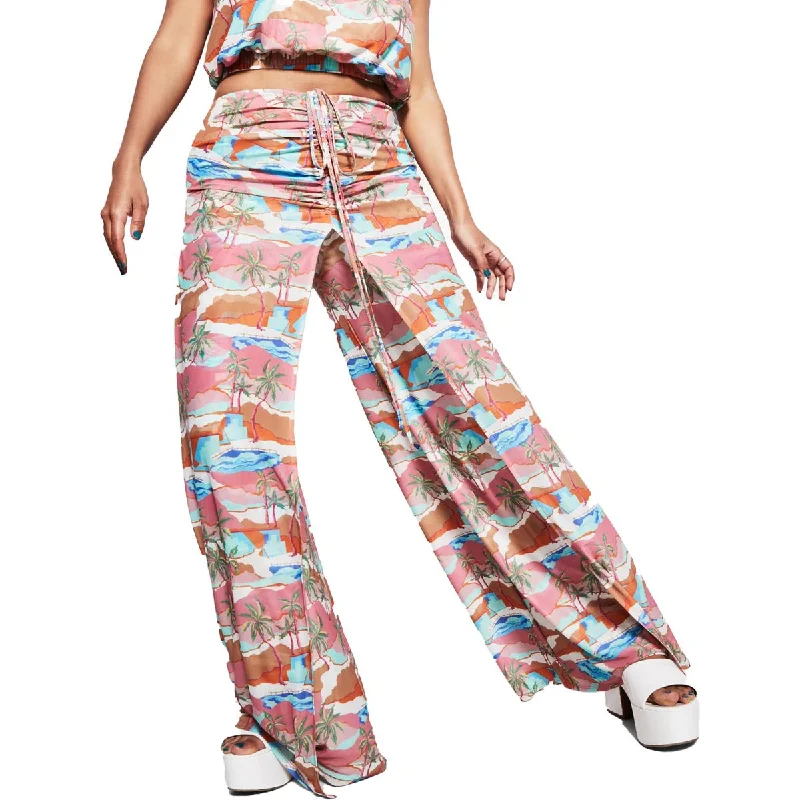 Final Clearance Royalty By Maluma Womens Printed High Rise Wide Leg Pants