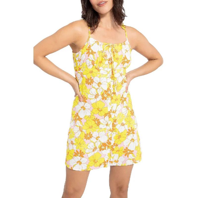 Don't Wait Sanctuary Womens Floral Micro-Mini Slip Dress