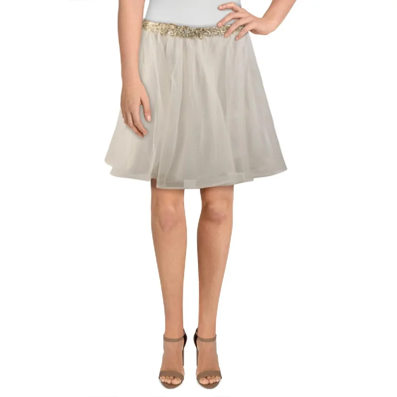 Today’s Deal Sequin Hearts Womens Juniors Mesh A-Line Mini Skirt