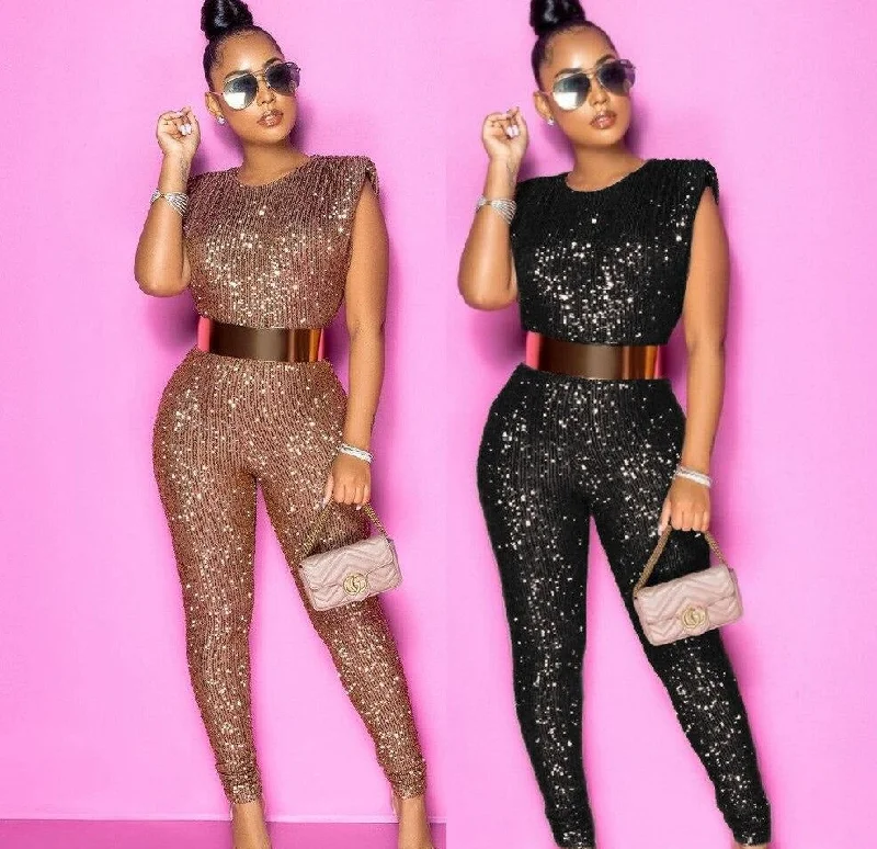 Loyalty Reward Sequin Sleeveless Jumpsuits (Plus Sizes)