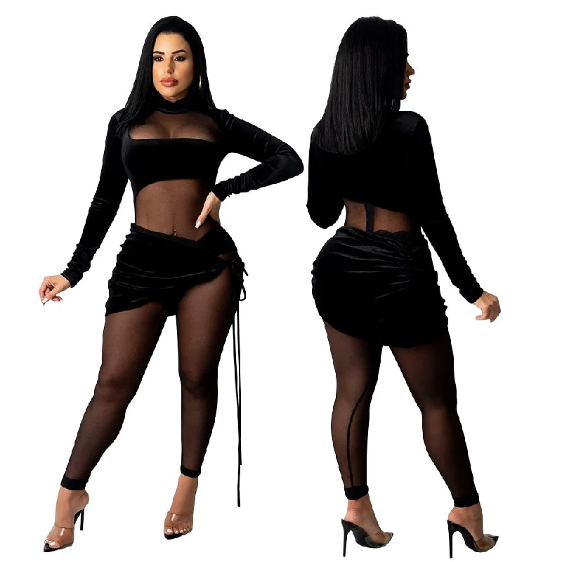 Huge Discounts Sheer Mesh Crop & Skirt Jumpsuits