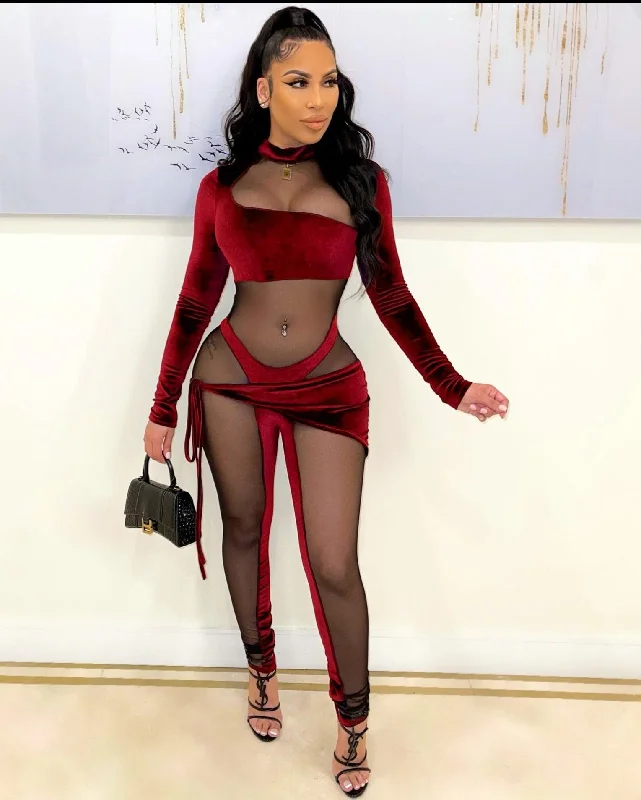 Now or Never Sheer Mesh Long Sleeve Jumpsuits