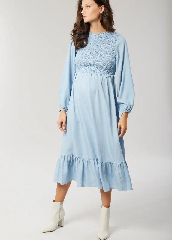 Closeout Meadow Chambray Maternity Dress