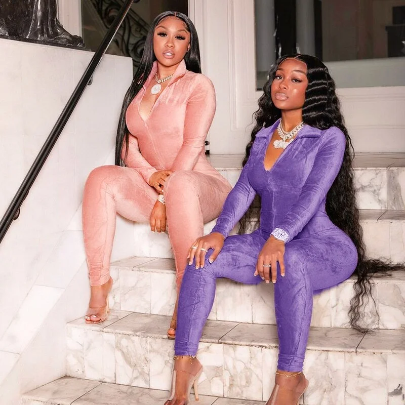 Buy Now Suede Style Long-sleeved Jumpsuits