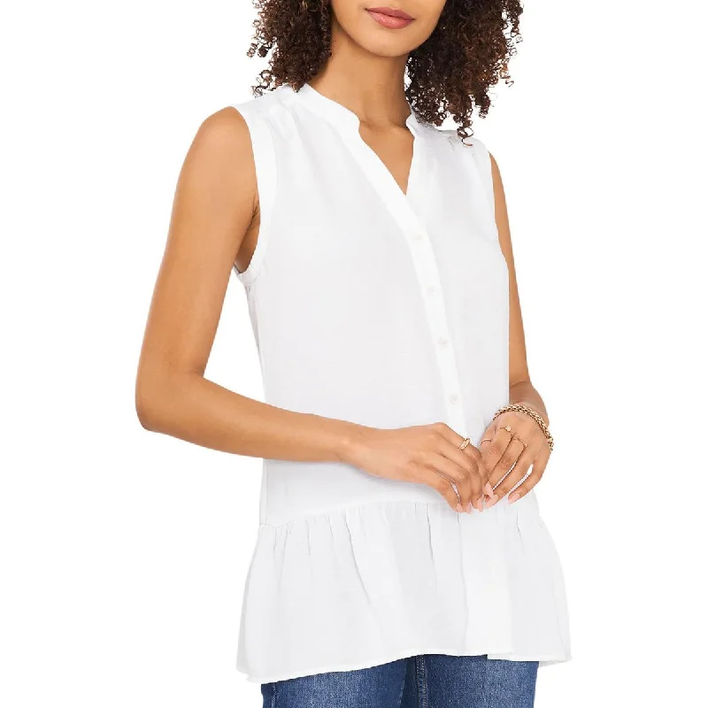 Savings Galore Vince Camuto Womens Button Down Split Neck Tunic Top