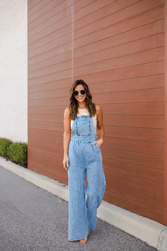 Flash Sale Wide Leg Denim Overalls WH