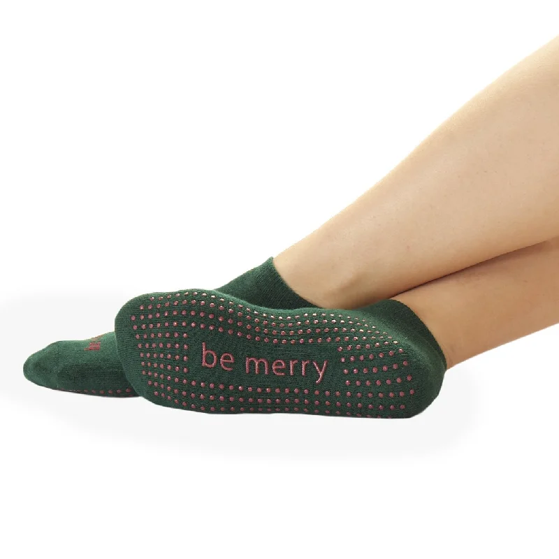 Buy Now Sticky Be Socks BE MERRY Grip Socks - Green