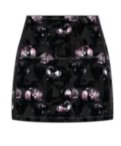 Midnight Madness Wear It To Heart Black Peony High Waist Skort