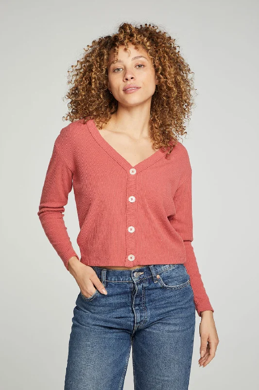 Discount Extravaganza Button Down Cropped Long Sleeve Cardigan