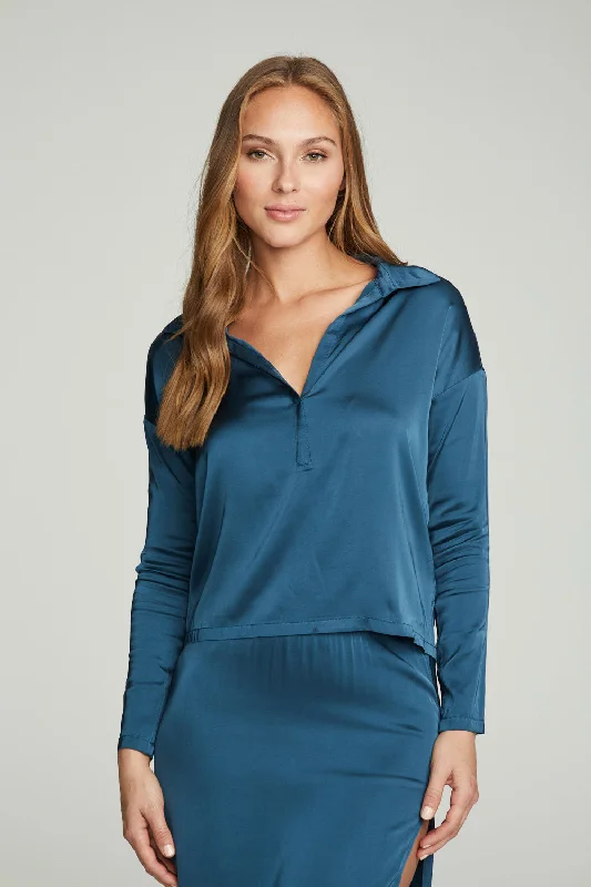 Instant Discount Collared Half Placket Dolman