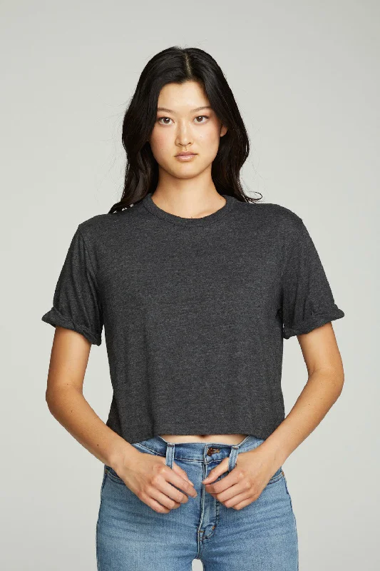 Hurry In Cropped Crew Neck Short Sleeve Tee
