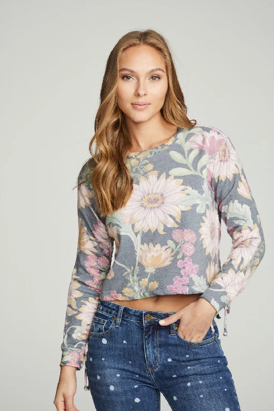 Super Savings Drawstring Shirred Long Sleeve Cropped Pullover
