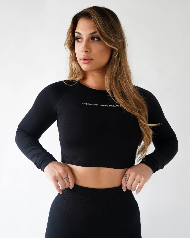 Exclusive Deal Enhance Cropped Long Sleeve - Licorice