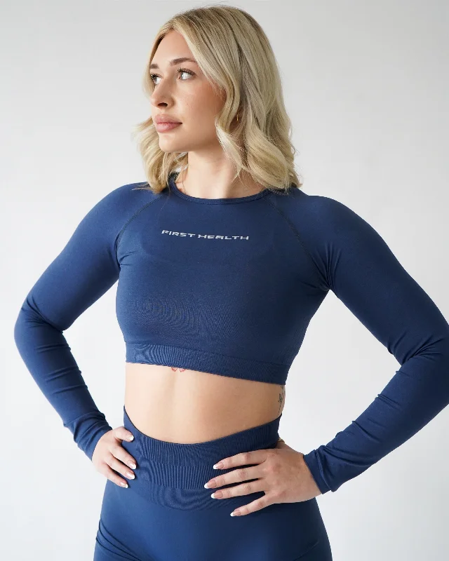 Special Discount Enhance Cropped Long Sleeve - Denim