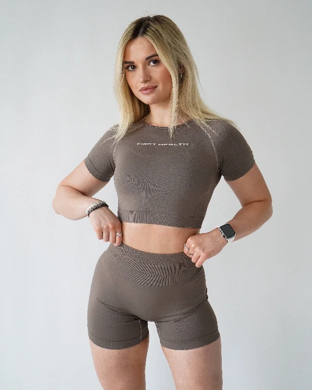 YEAR-End Sale Enhance Cropped Tee - Cappuccino