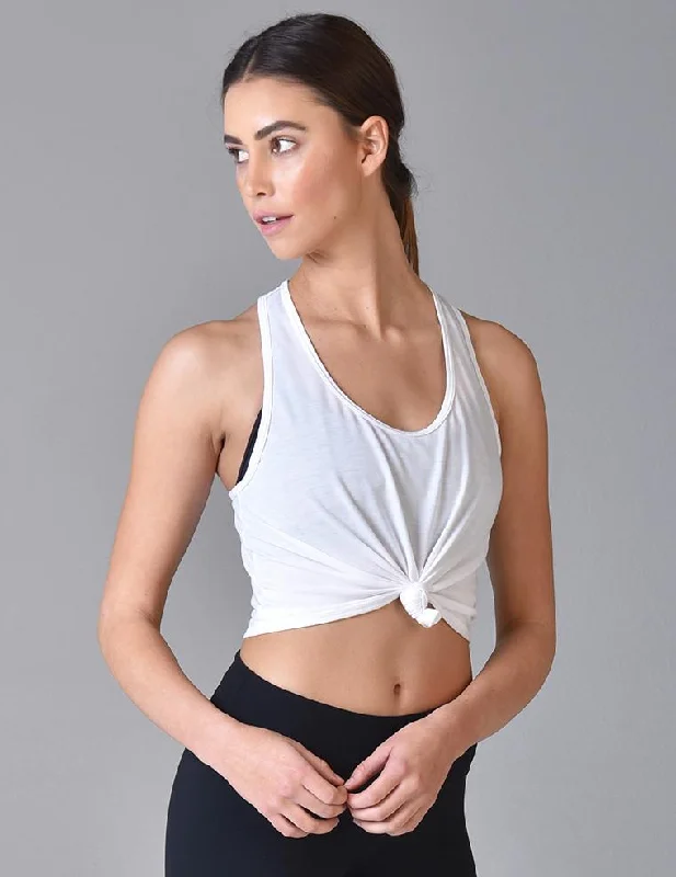 Limited Time Offer Glyder Knot Crop Tank - White