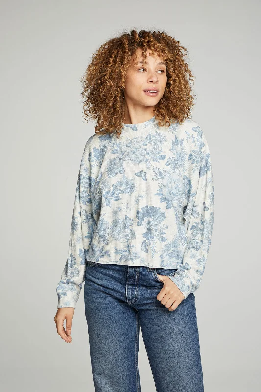 Super Deal Long Sleeve Cropped Mock Neck Raglan Tee