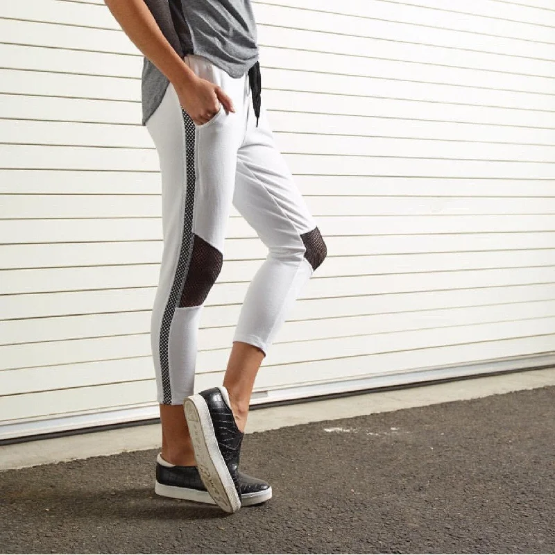 Limited Edition CHICHI Active Michelle Cropped Moto Jogger - White/Black