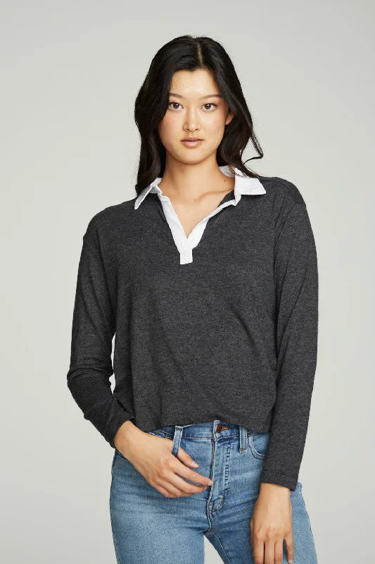 Can't Miss Semi Cropped Polo Boxy Short Sleeve Tee
