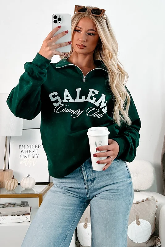 "Salem Country Club" Quarter-Zip Sweatshirt (Forest Green)