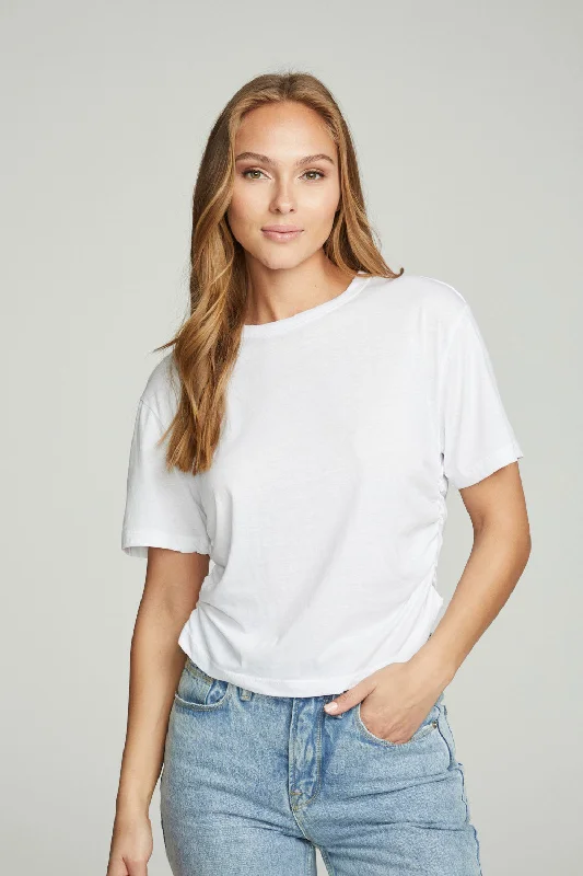 Final Sale Short Sleeve Crew Neck Shirred Side Tee