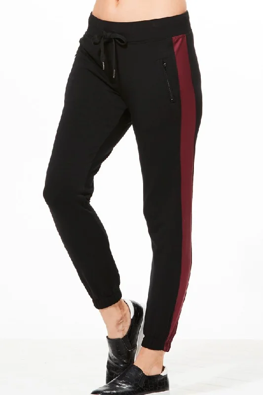 Super Deal CHICHI Active Zoe Track Jogger - Black/Burgundy