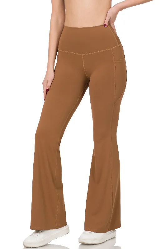 Discount Days Zenana Wide Waistband Flare Pant with Pocket NSP-6046AB