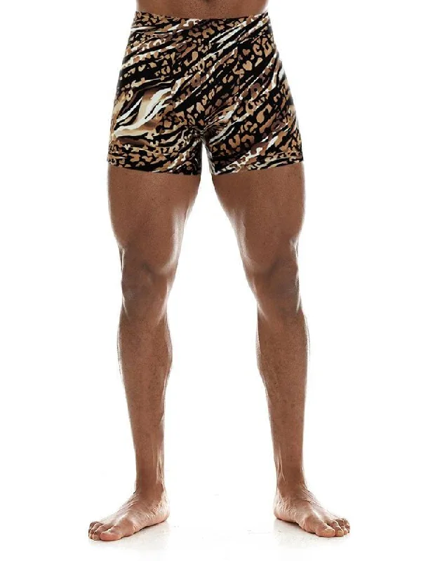 Flash Deals K-Deer Leopard Brush Hot Short in Safari