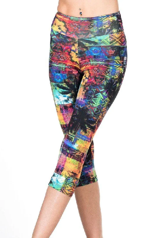 New Arrival Margarita Activewear Palm Print Capri 302T