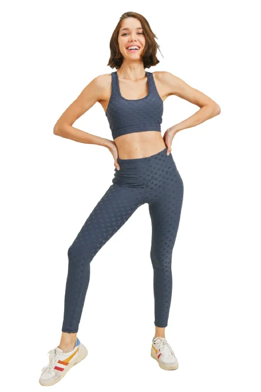 Blowout Deals Mono B Textured Polka dot Jacquard TACTEL® High Waist Leggings APH8088