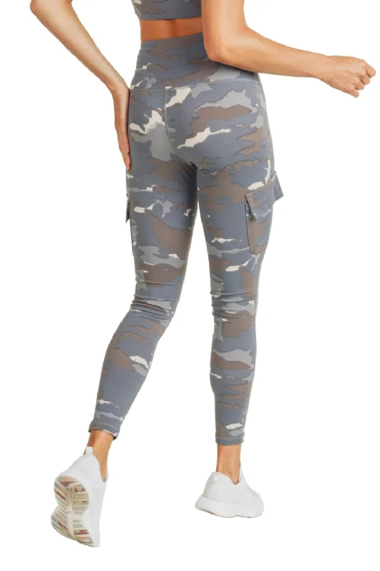 Deal Zone Mono B Blue Tundra Camo Cargo Hybrid High-Waisted Leggings APH2988 and Plus