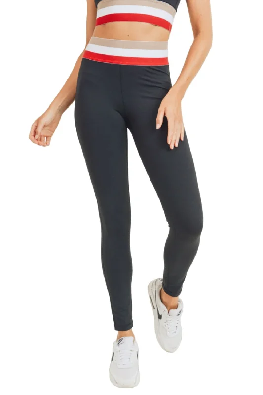 Bargain Bin Mono B Cherry Irish Coffee Tricolor Band Highwaist Leggings APH2944
