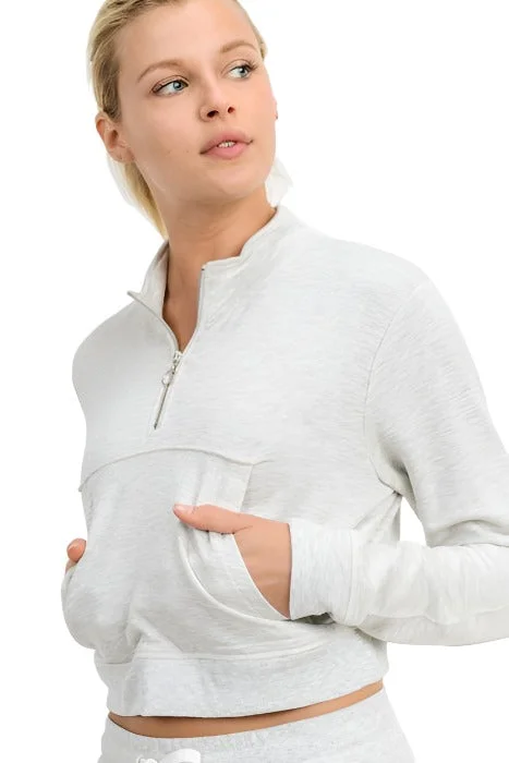 Major Savings Mono B Crop Half Zip Sweatshirt KT11203 Grey