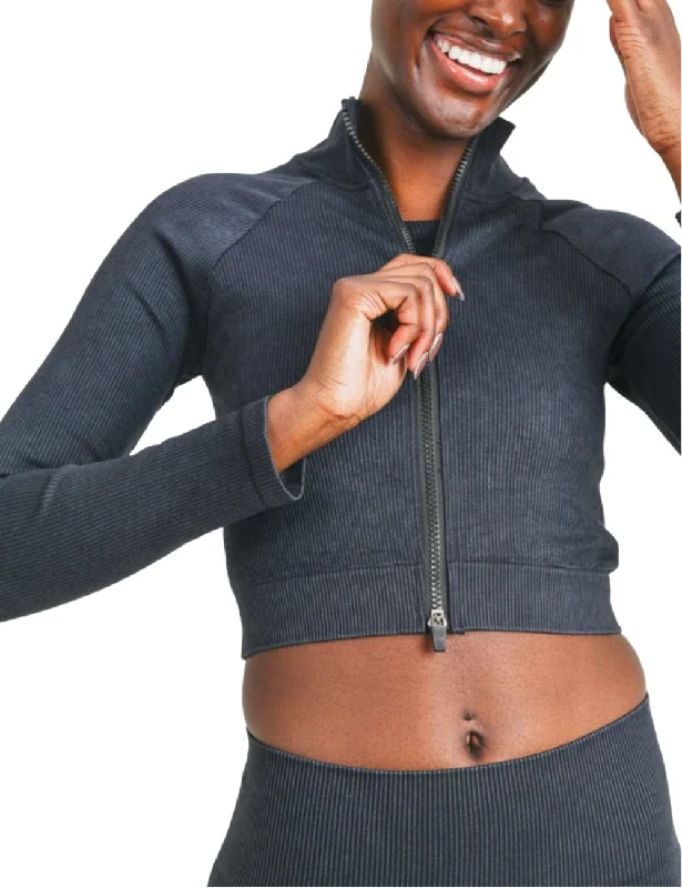 Steals and Deals Mono B Cropped Raglan Ribbed Jacket AJ3032