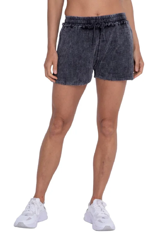 Stock Clearance Mono B Distressed Mineral-Washed Shorts KP11893