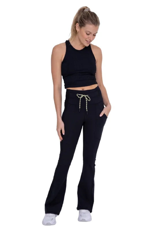 Discount Mania Mono B Drawstring Waist Flared Hiking Leggings APH8203