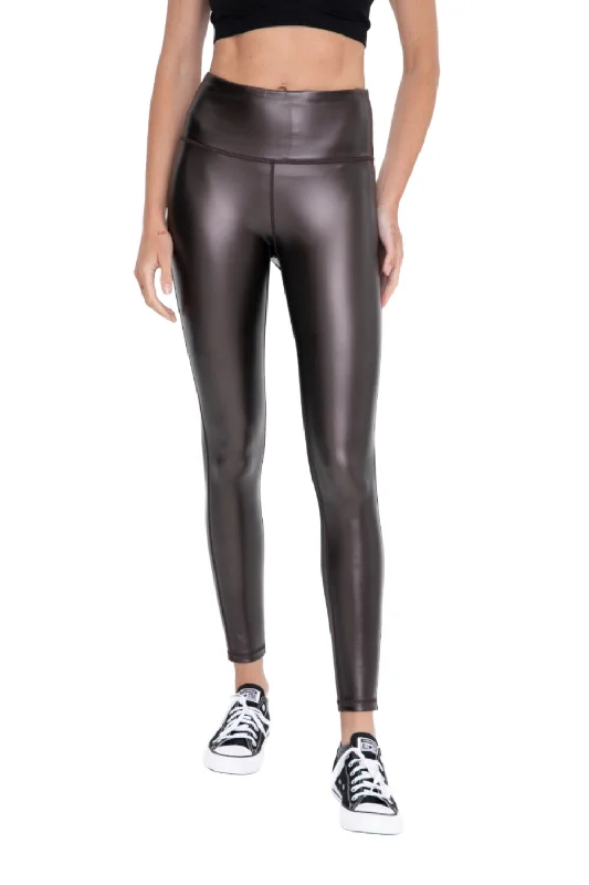 Online Exclusive Mono B Glossy Liquid Leggings APH2928 Brown Gloss