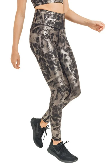 Time-Limited Offer Mono B Metallic Foil Printed High-Waist Leggings APH2873 and Plus